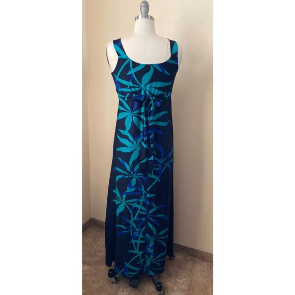 NWD New Woman Designs Women's Dress Size M Maxi Blue Green Floral Sleeveless - Picture 5 of 7